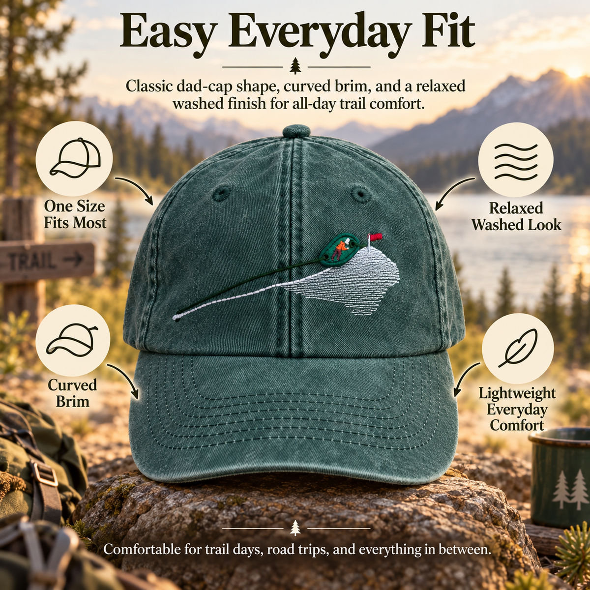 Interactive mountain hat showing everyday fit features
