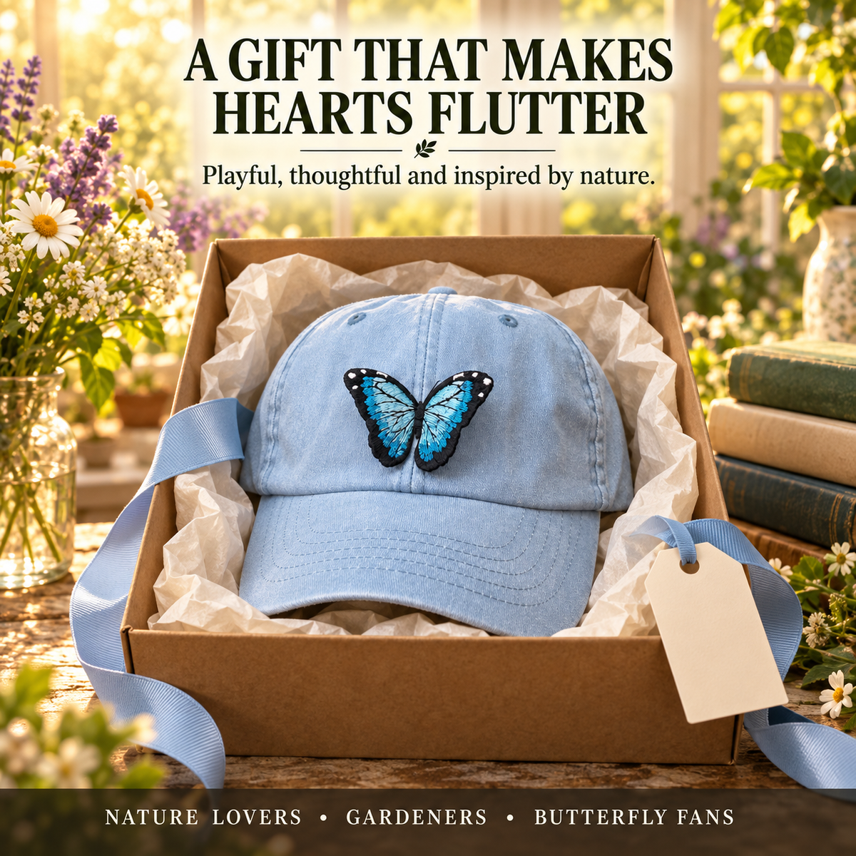 🦋 FlutterWing 3D Blue Morpho Butterfly Hat