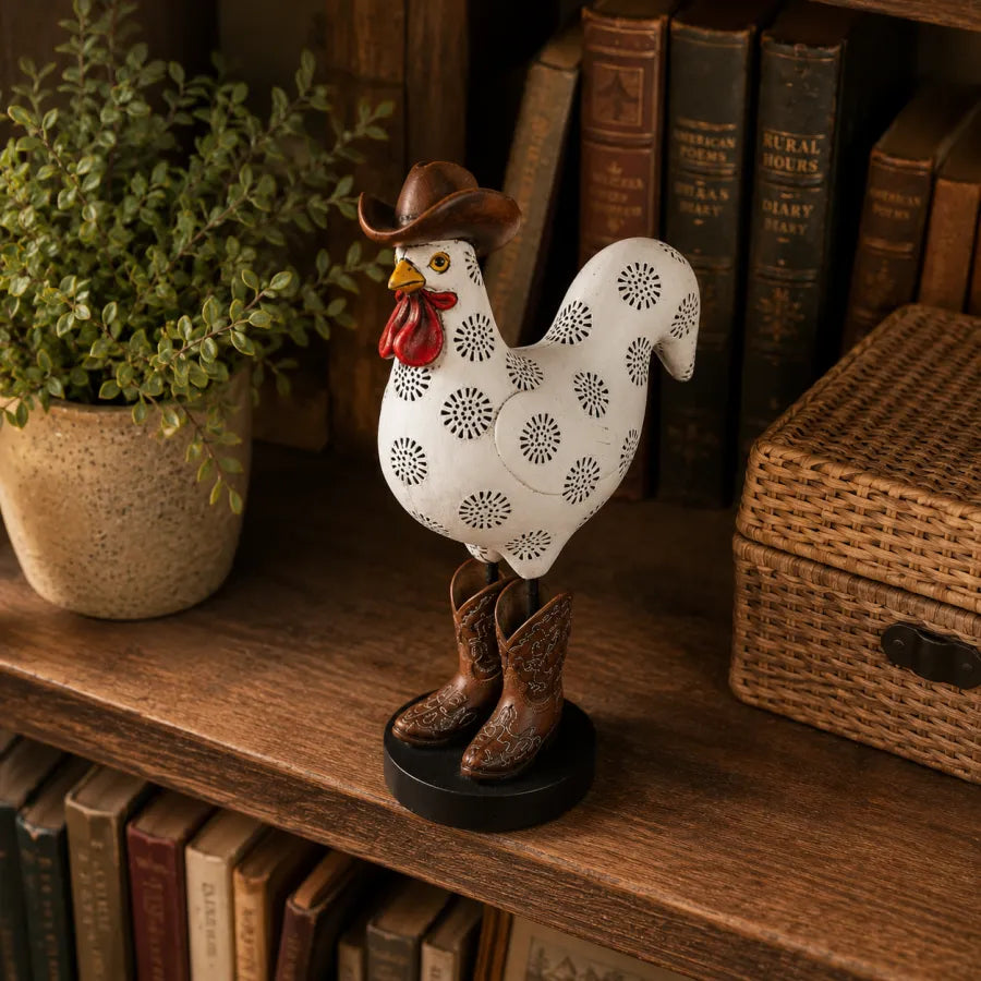 Vintage Cowboy Rooster Sculpture