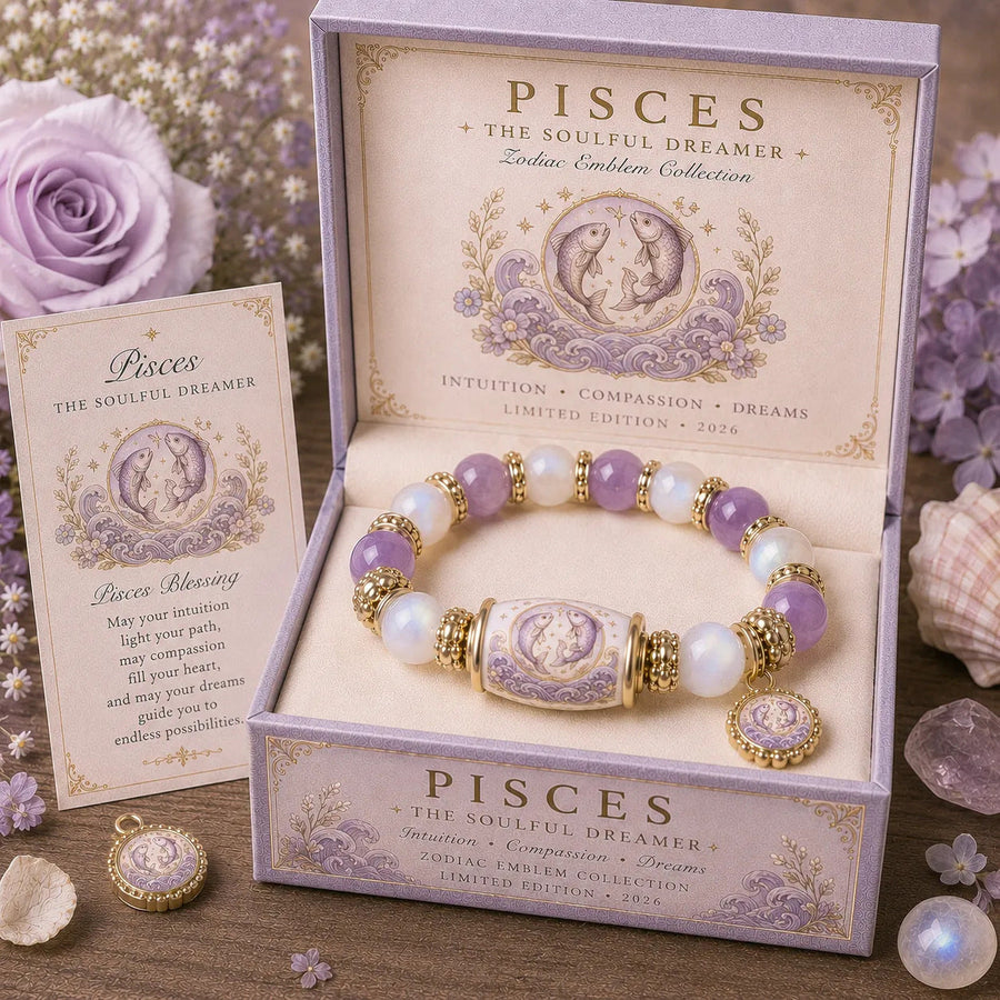 Pisces zodiac chalcedony bracelet