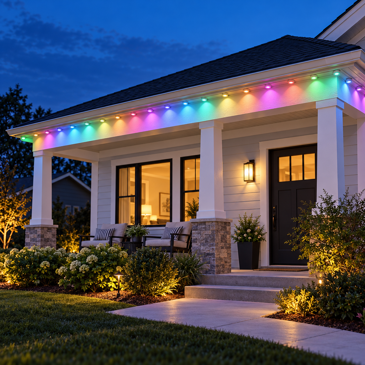 Five-meter smart outdoor light run on a compact porch