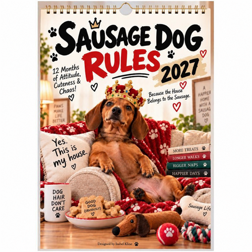 2027 Funny Dachshund Wall Calendar – Sarcastic Sausage Dog Calendar, A4 Monthly Dog Lover Gift