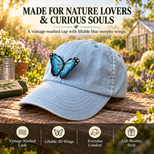 🦋 FlutterWing 3D Blue Morpho Butterfly Hat