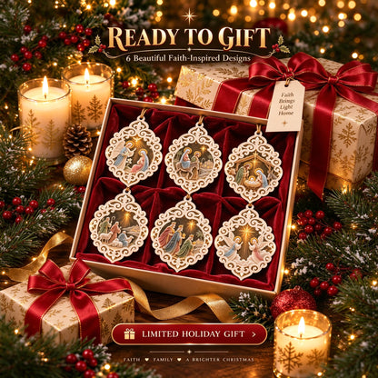 ✝️👼6-Piece Nativity Christmas Ornaments – Holy Family, Three Wise Men & Angels