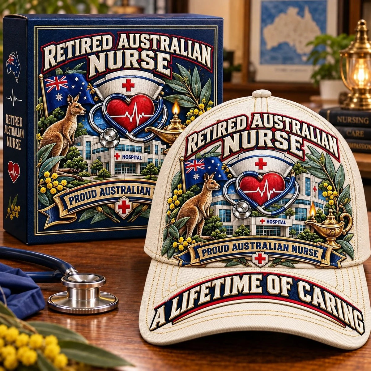 👩‍⚕️💖 “A Lifetime of Caring” Retired Australian Nurse Commemorative Cap| Cotton-Poly Blend • Detailed Embroidery • Adjustable Fit