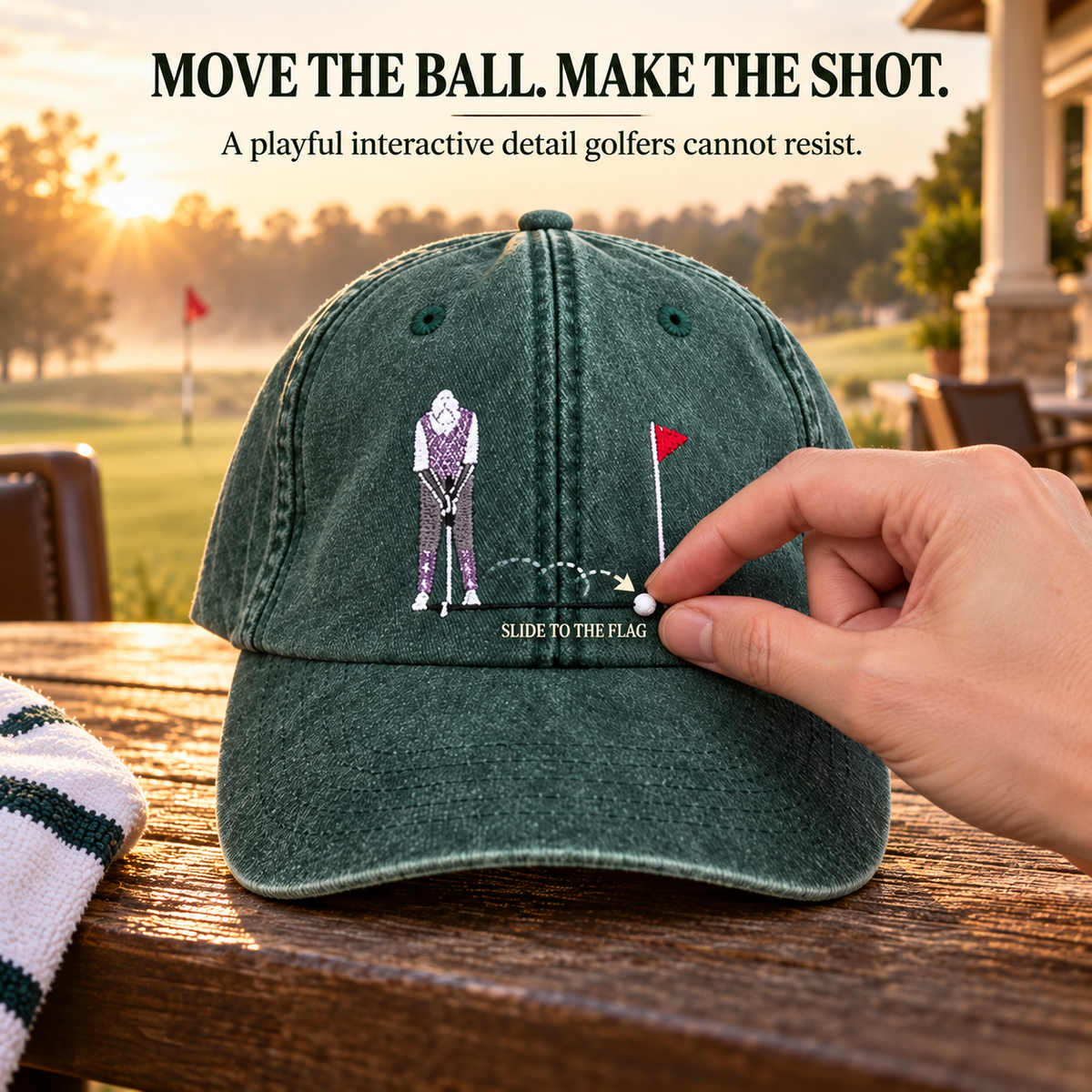 ⛳Interactive Golf Ball Cap – Vintage Washed Embroidered Golf Hat