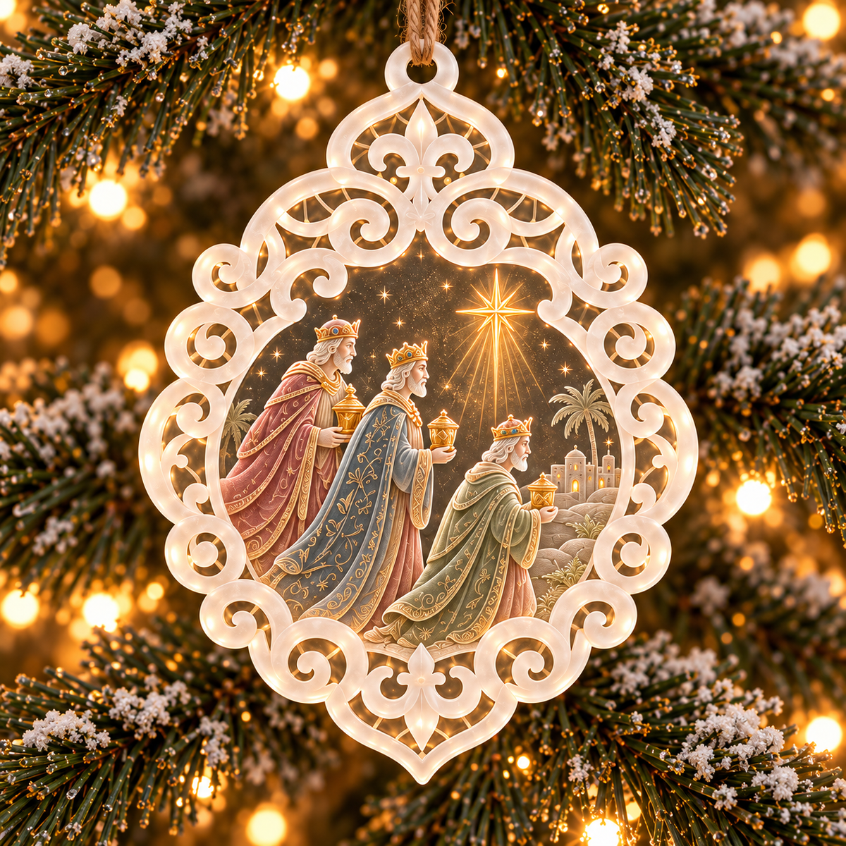 ✝️👼6-Piece Nativity Christmas Ornaments – Holy Family, Three Wise Men & Angels