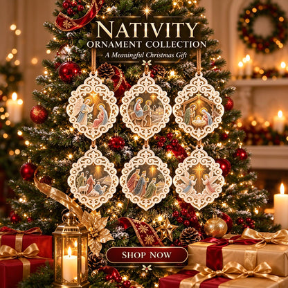 ✝️👼6-Piece Nativity Christmas Ornaments – Holy Family, Three Wise Men & Angels