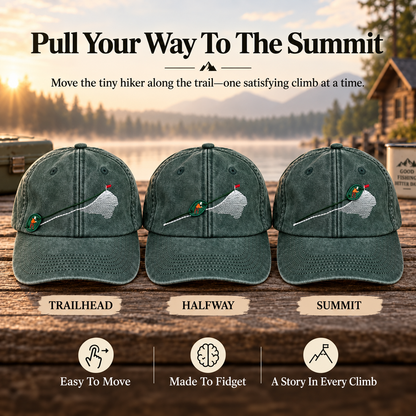 🏔️ Pull-Up Climber Interactive Mountain Hat – Vintage Washed Hiking Cap