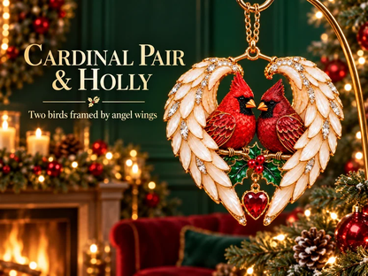 ❤️🐦2026 Angel Wing Heart Christmas Ornaments