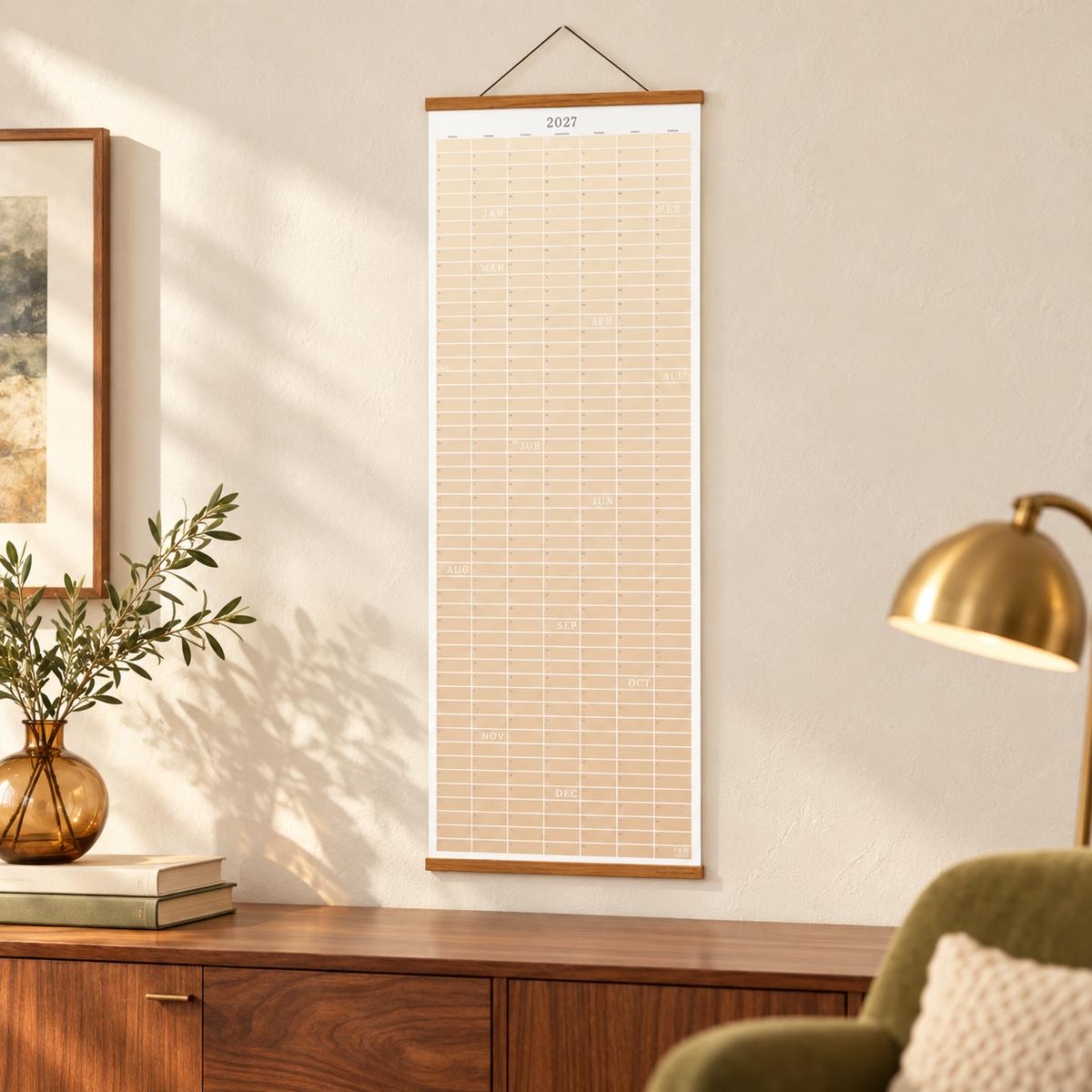 🔥 HOT SALE! 🗓️🏡 2027 Cozy Pecan Print Wall Calendar – 12-Month Vertical Planner