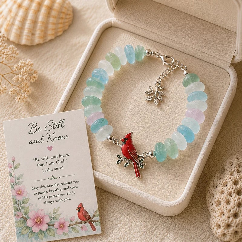 Cardinal Sea Glass Blessing Bracelet