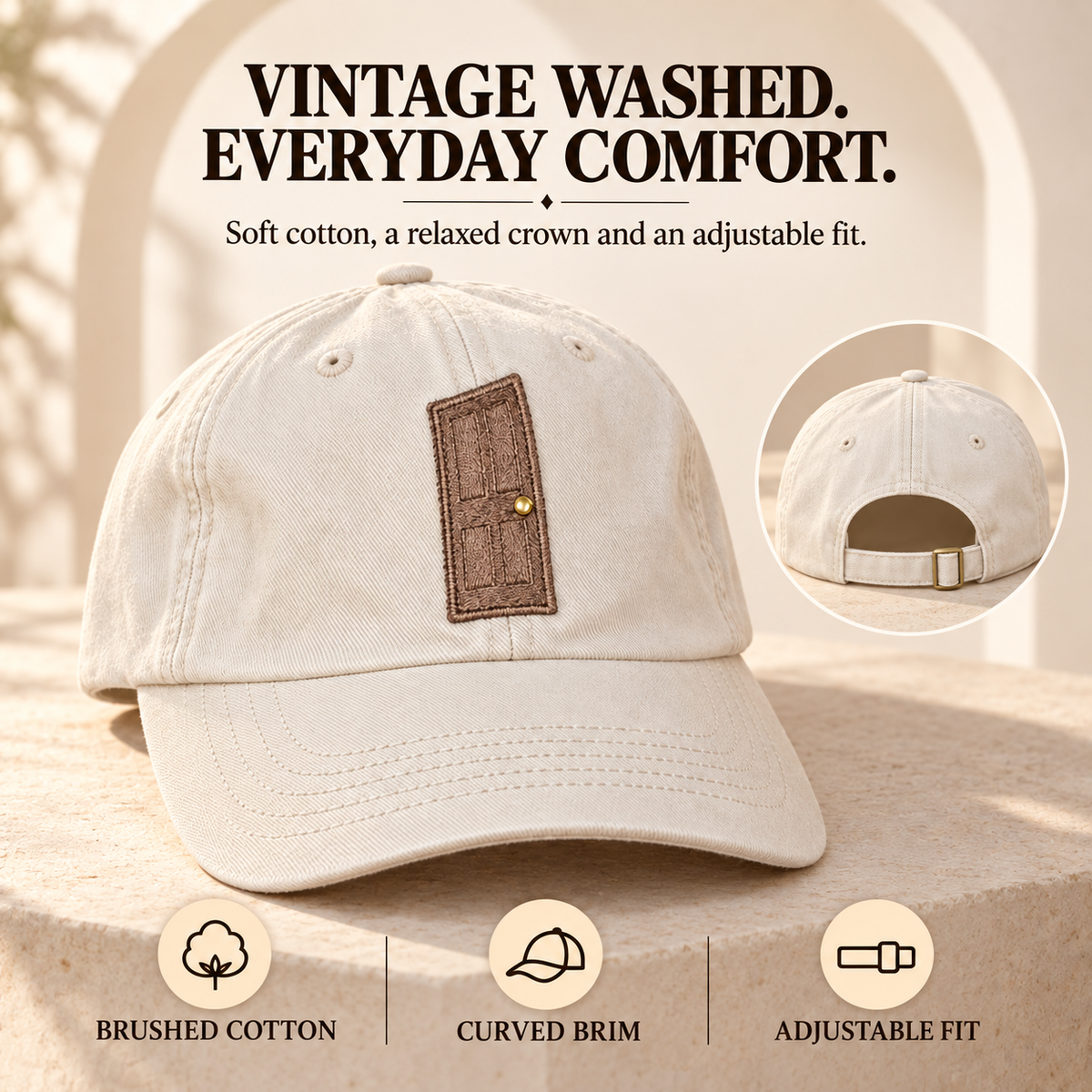 🚪 Unhinged Interactive Door Hat – Vintage Washed Secret Message Cap