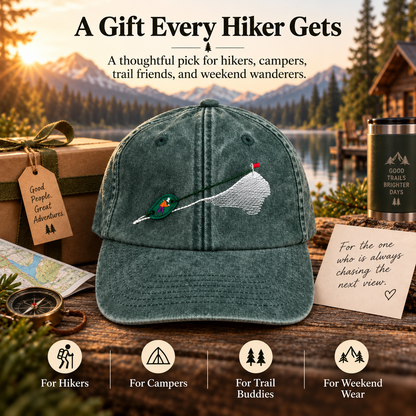 🏔️ Pull-Up Climber Interactive Mountain Hat – Vintage Washed Hiking Cap