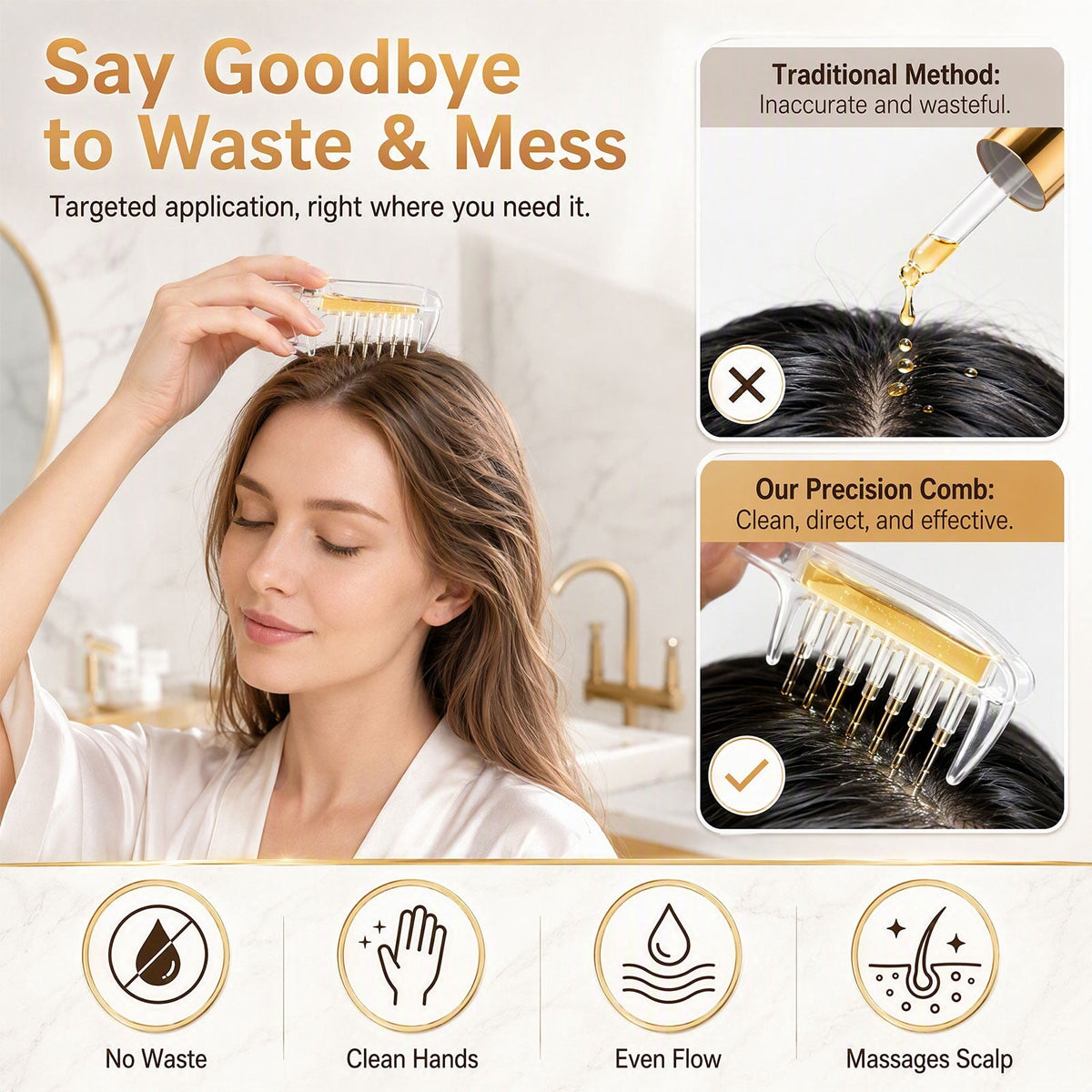 Transparent scalp applicator comb and its included accessories