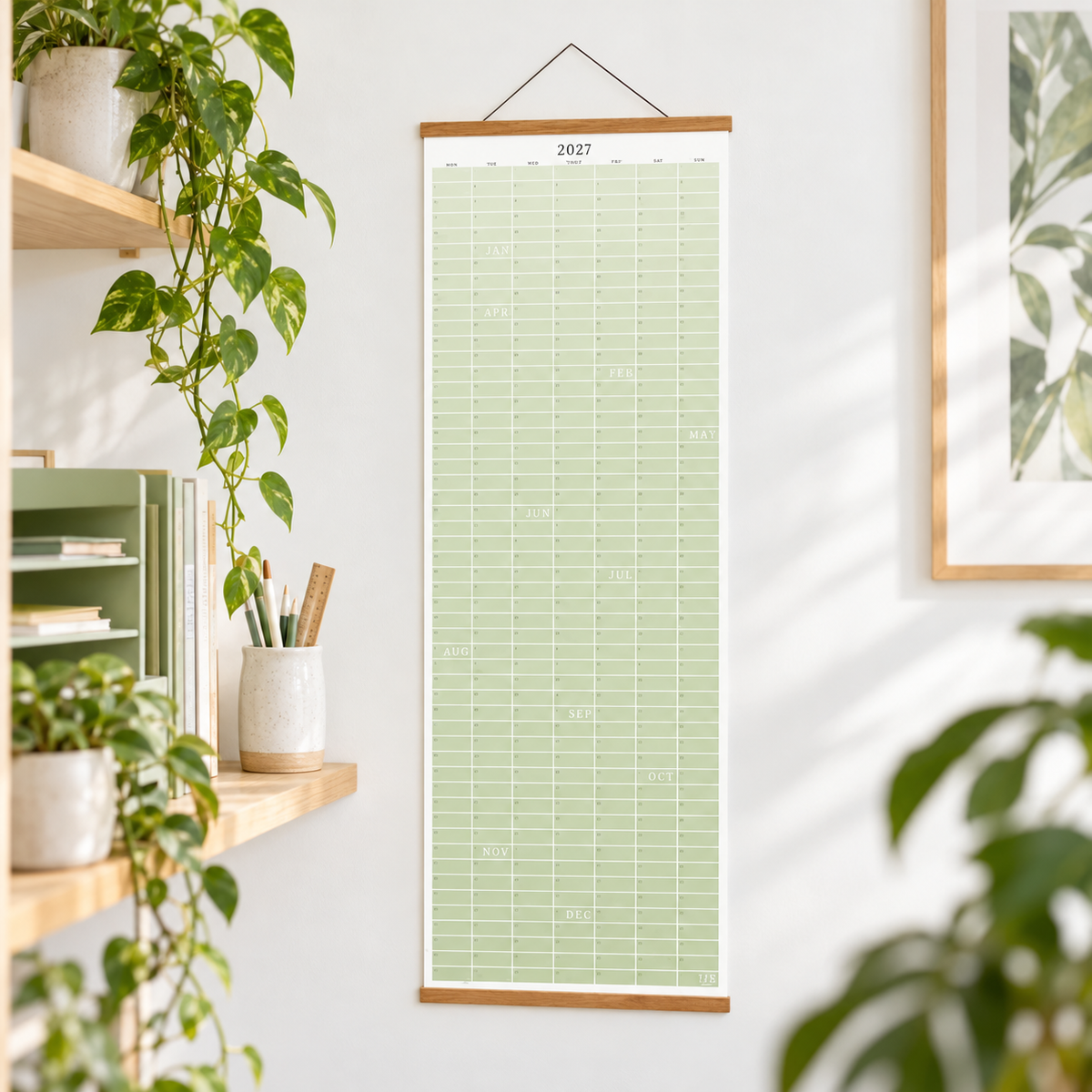 🔥 HOT SALE! 🗓️🏡 2027 Cozy Pecan Print Wall Calendar – 12-Month Vertical Planner