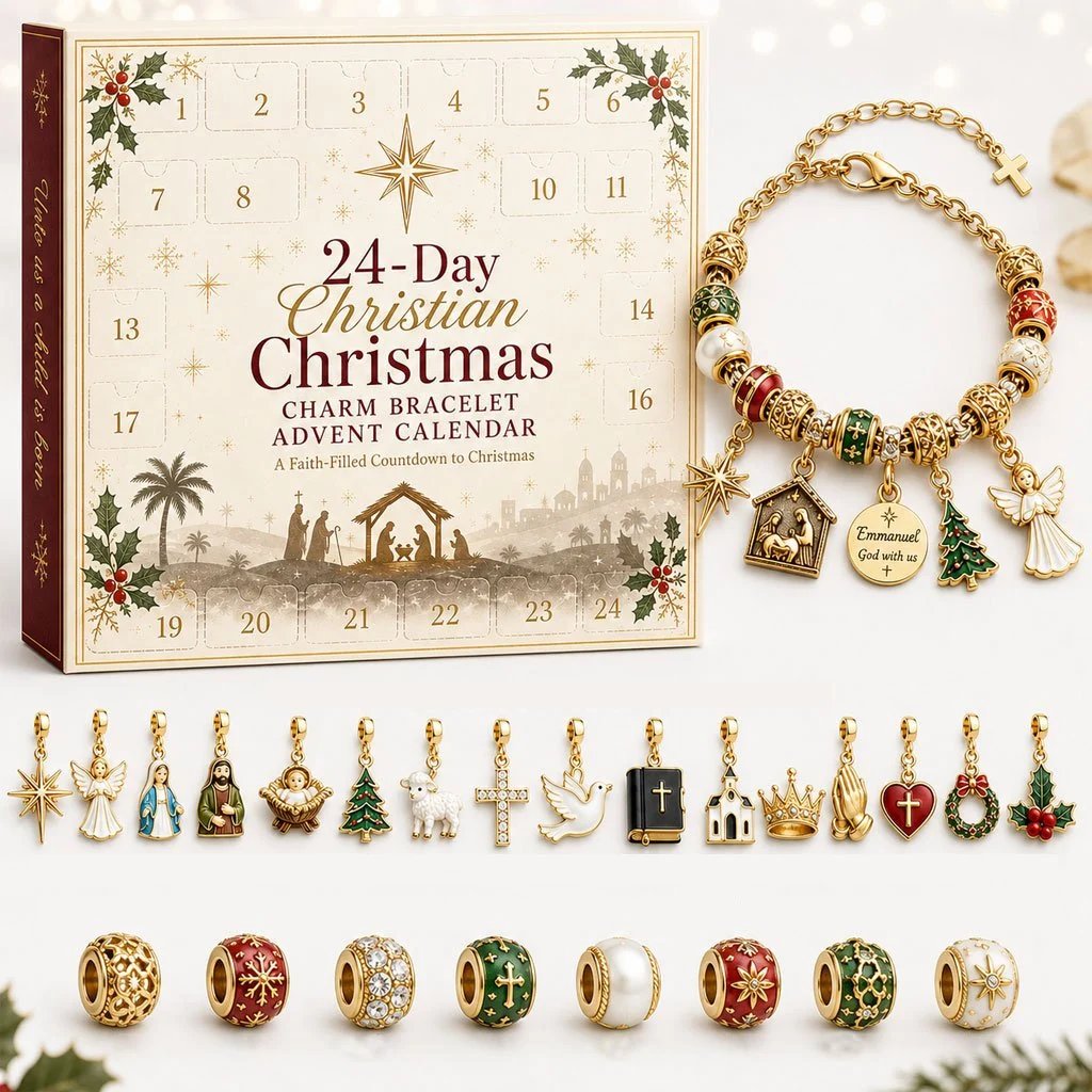 Christian Christmas charm bracelet Advent calendar with 24 jewelry surprises