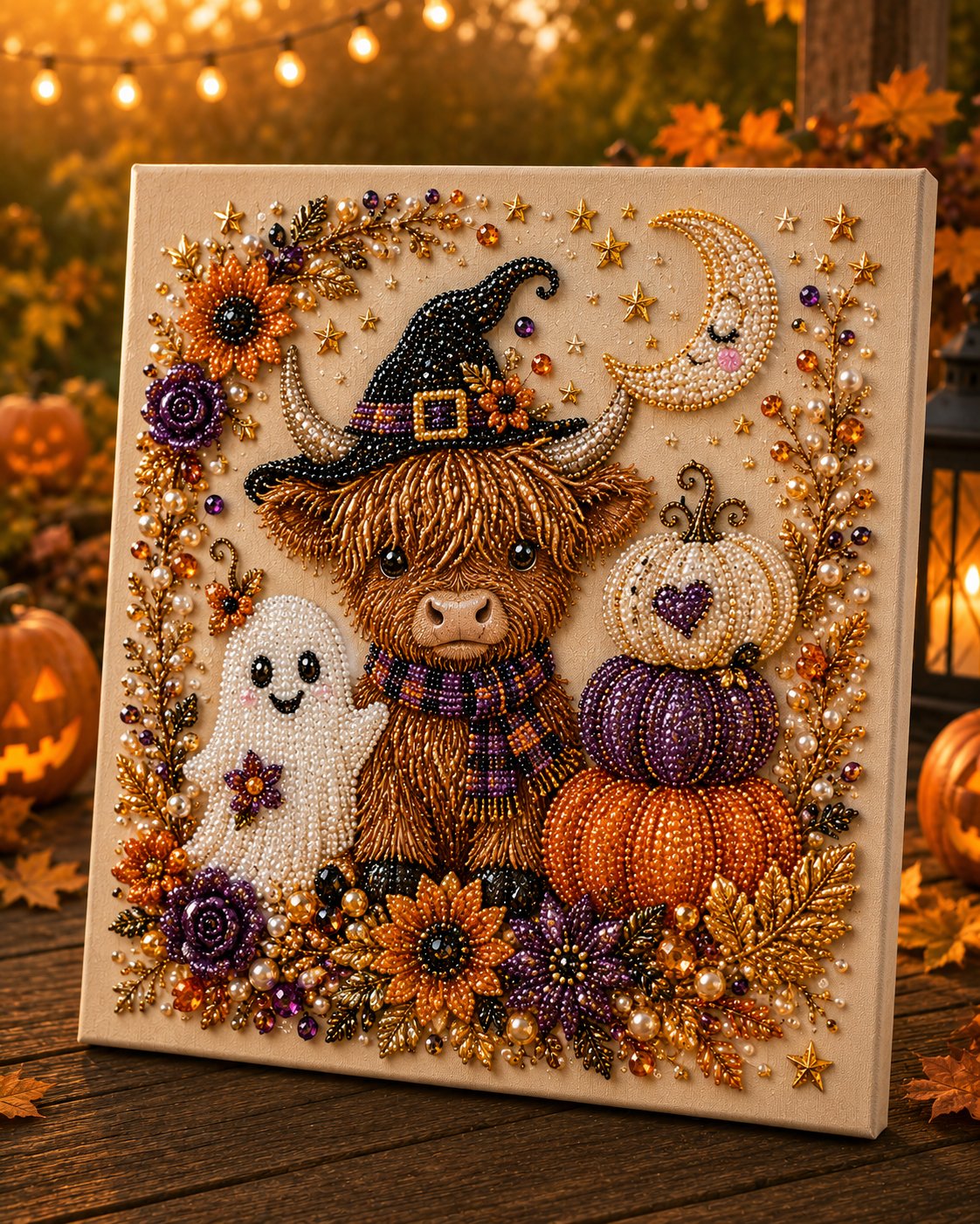 Halloween Pearl Art DIY Kit – Turn Tiny Pearls into Spooky-Cute Magic (Size:7.87in*7.87in)
