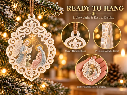 ✝️👼6-Piece Nativity Christmas Ornaments – Holy Family, Three Wise Men & Angels