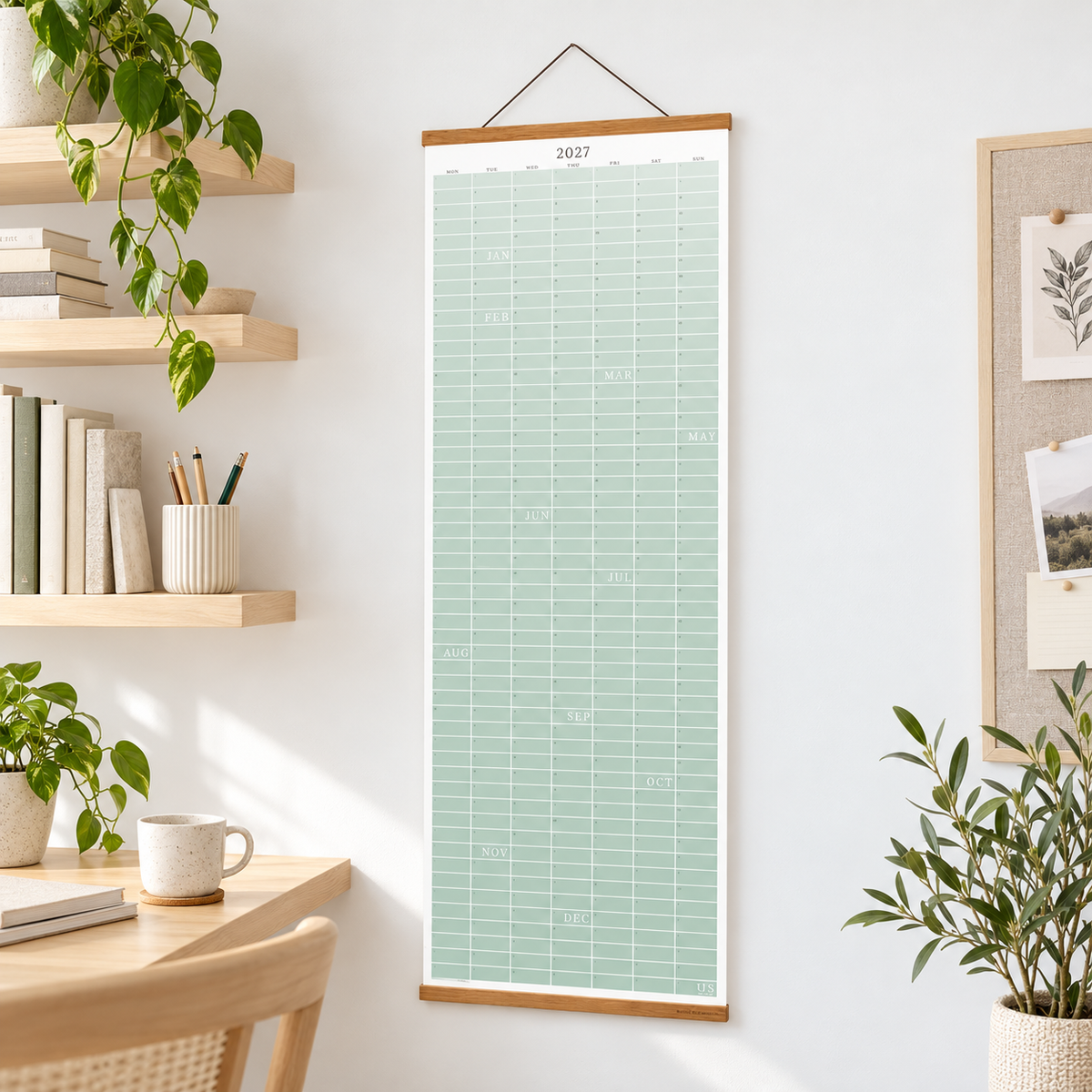 🔥 HOT SALE! 🗓️🏡 2027 Cozy Pecan Print Wall Calendar – 12-Month Vertical Planner