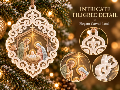 ✝️👼6-Piece Nativity Christmas Ornaments – Holy Family, Three Wise Men & Angels