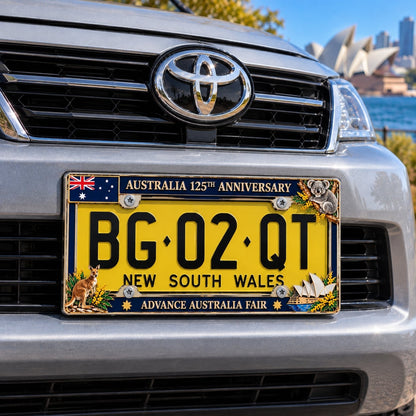 🇦🇺 Australia 125th Anniversary Commemorative Metal License Plate Frame – A Tribute to Aussie Heritage 🦘🐨