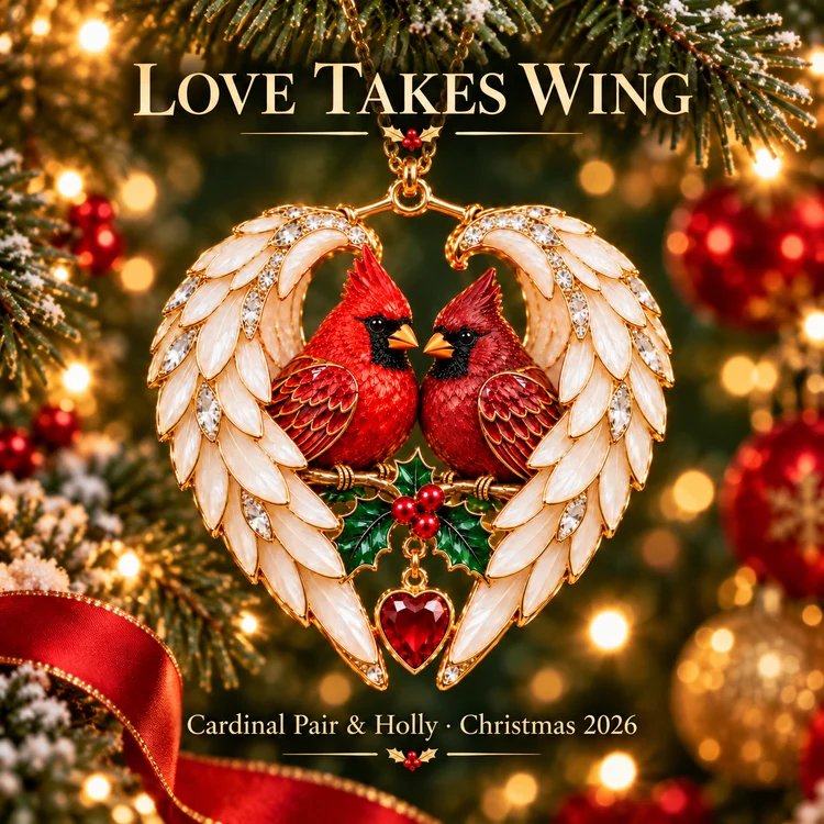❤️🐦2026 Angel Wing Heart Christmas Ornaments