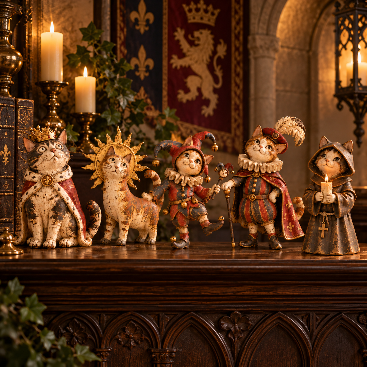 🔥Last Day 50% OFF - 🐈 Medieval Cat Court — Whimsical Vintage Cat Figurines