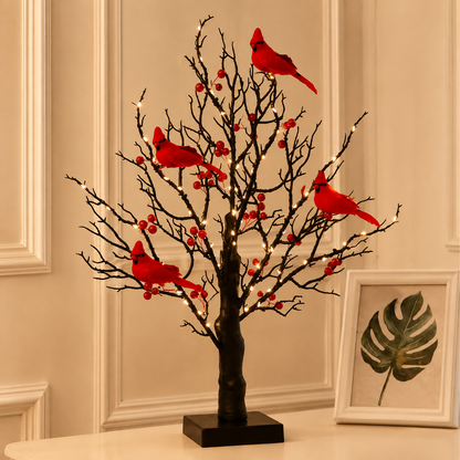 ✨ 2026 Vintage Glowing Cardinal Tree