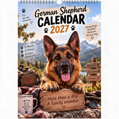 🐾🐕German Shepherd Calendar 2027 – Funny 12-Month Wall Calendar for German Shepherd Lovers & Dog Owners