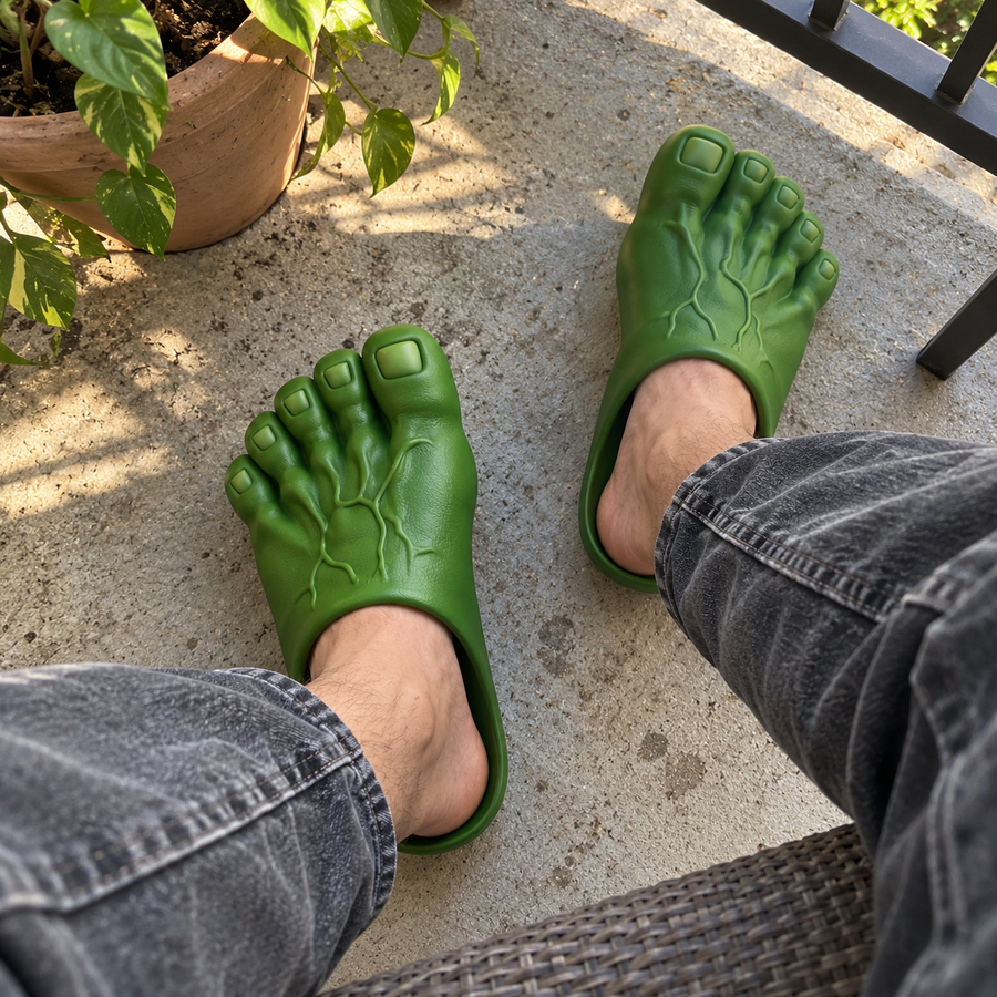 Customer photo of green Giant Toe Slippers outdoors