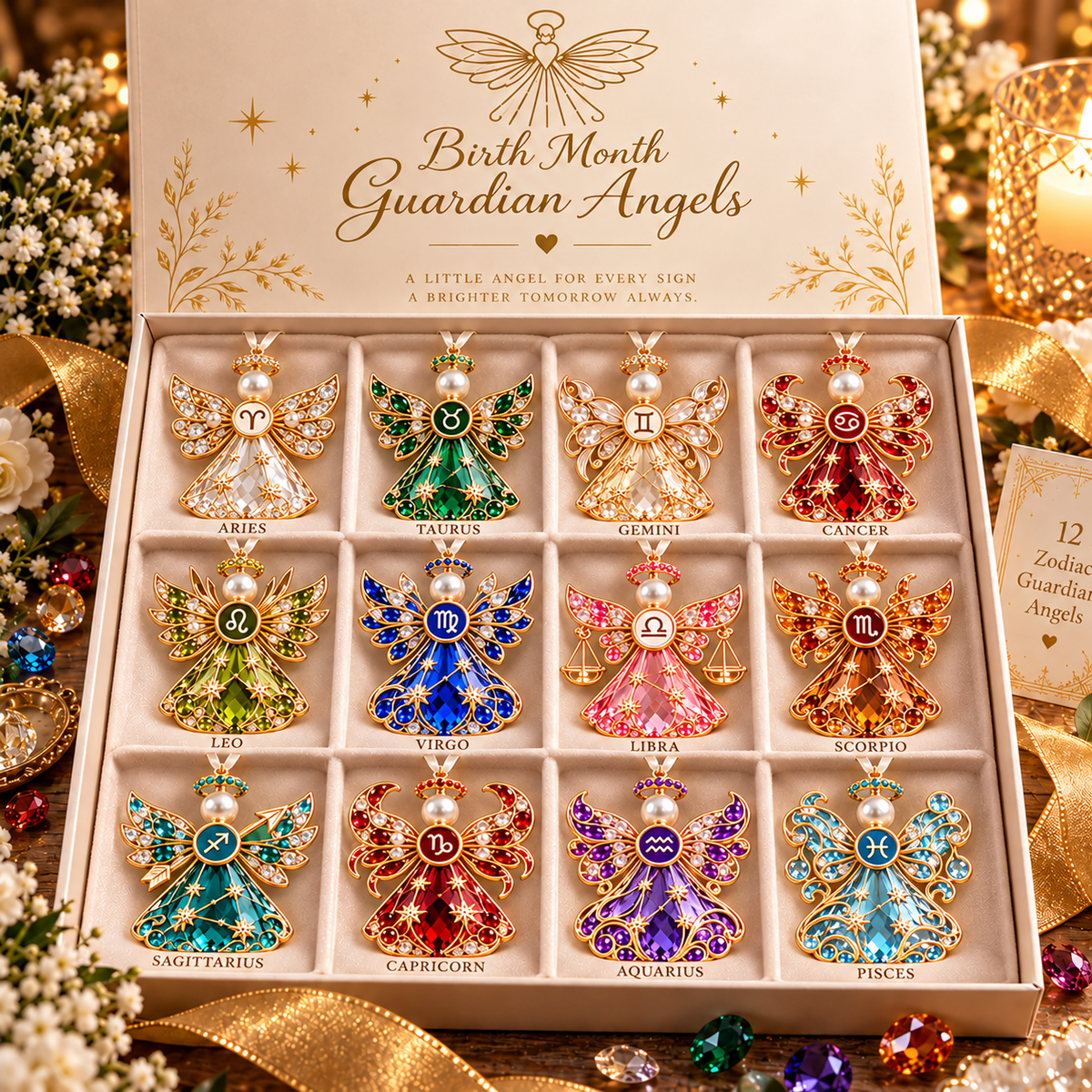 Guardian angel zodiac birthstone card detail