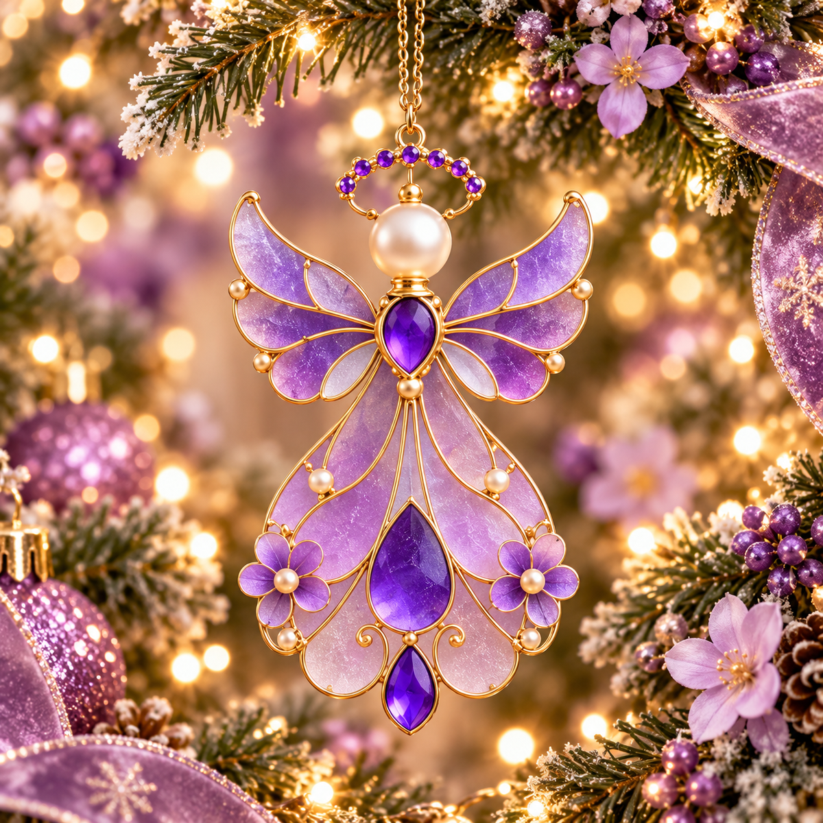 ✨👼12-Month Birthstone Angel Ornament Collection – Stained Glass Christmas Tree Decorations & Meaningful Keepsake Gifts