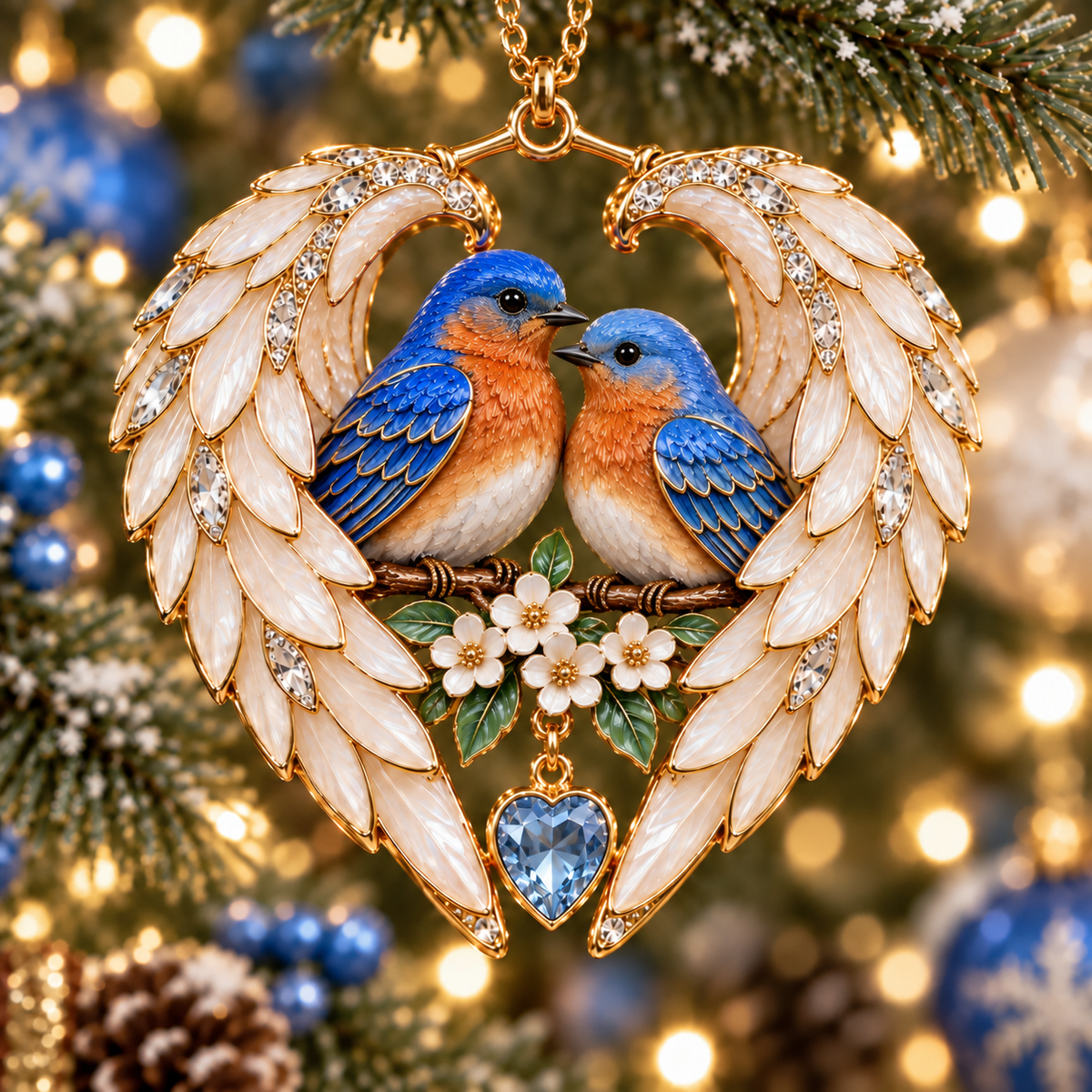 ❤️🐦2026 Angel Wing Heart Christmas Ornaments