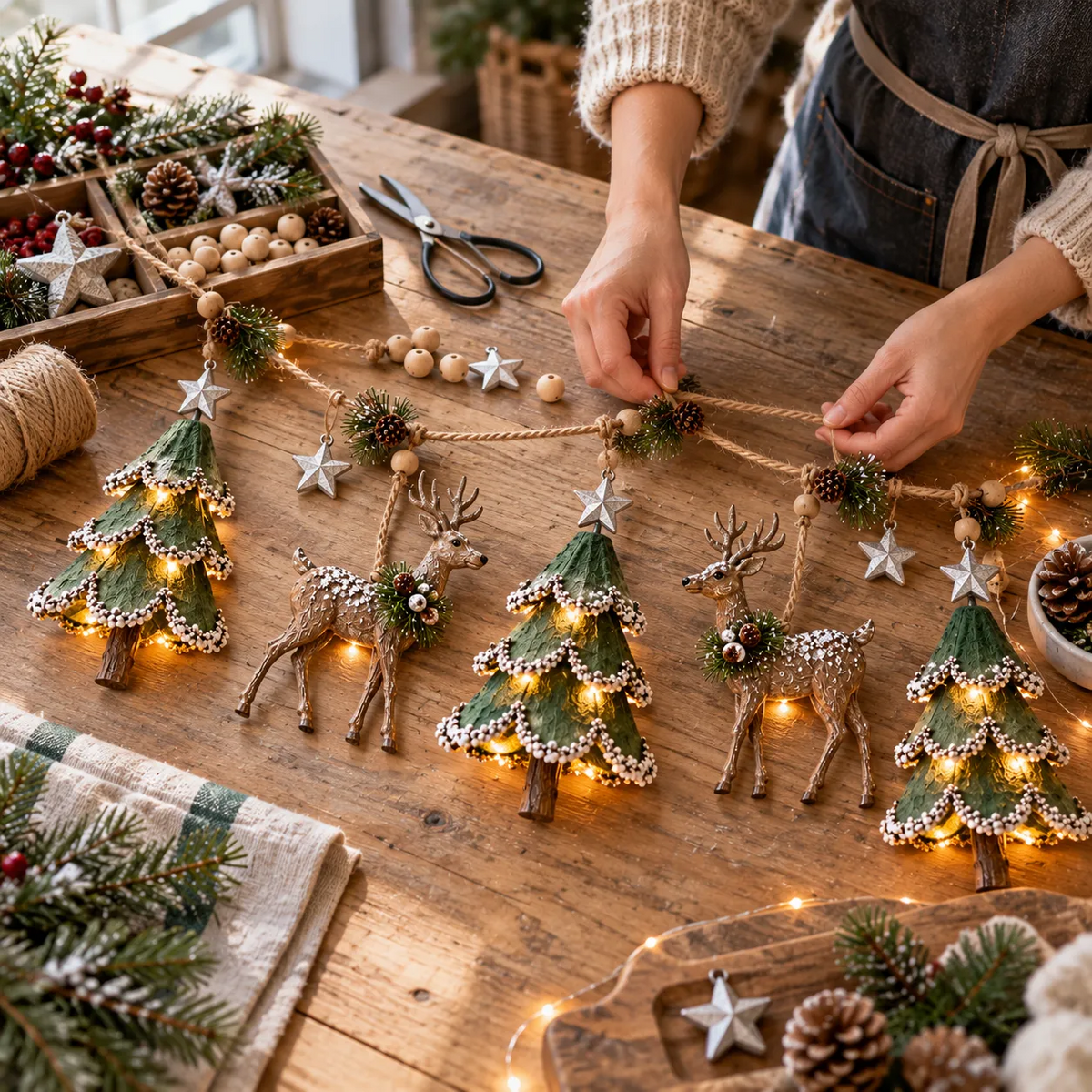 Lighted Woodland Christmas Garland