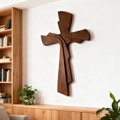 Modern Wooden Wall Cross: A Contemporary Symbol of Faith & Craftsmanship - size and finish detail