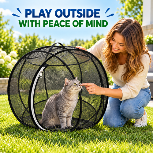 🐱 Portable Pop-Up Cat Playpen – Breathable Mesh Enclosure for Indoor & Outdoor Fun