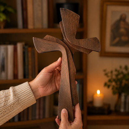 Modern Wooden Wall Cross: A Contemporary Symbol of Faith & Craftsmanship - gift presentation