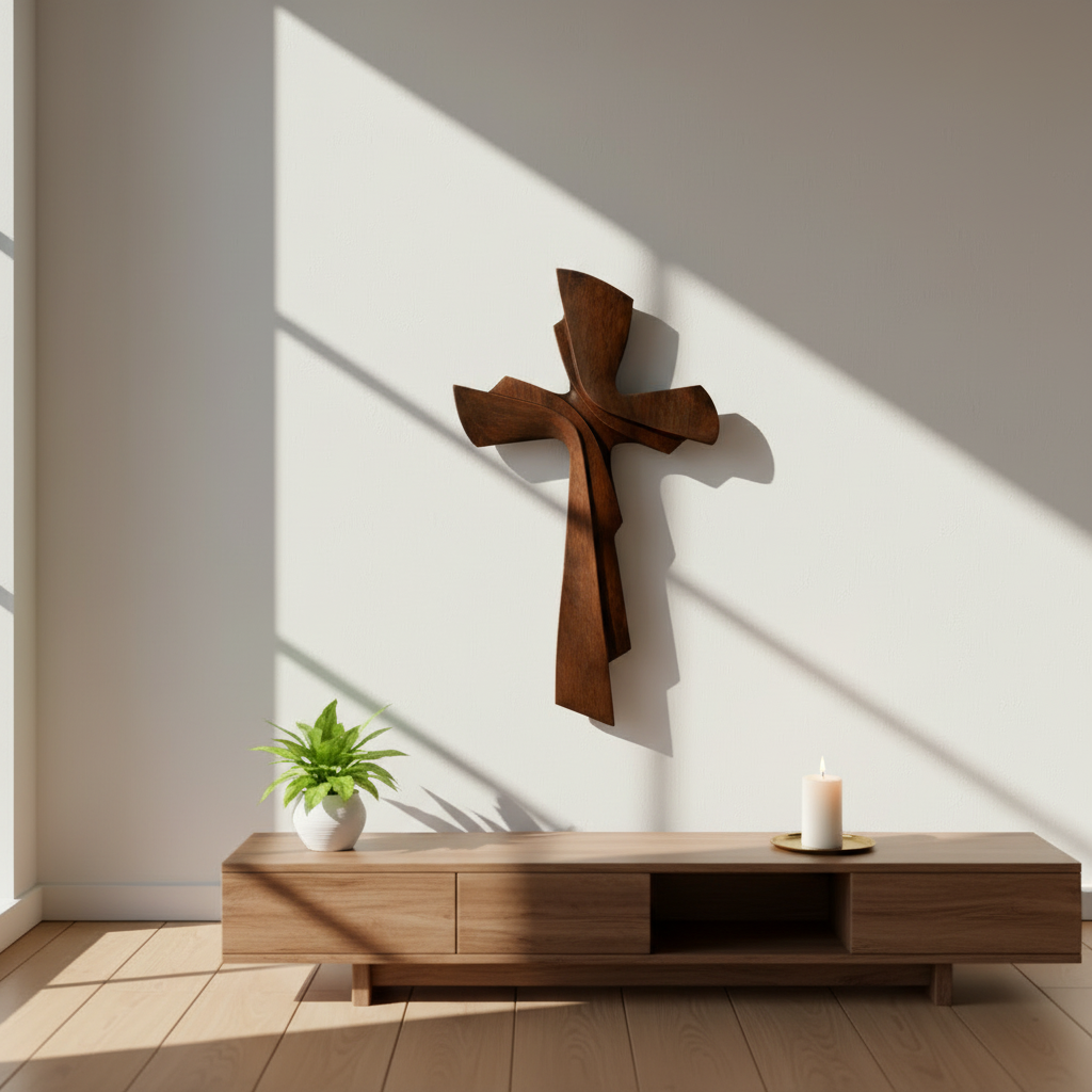 Modern Wooden Wall Cross: A Contemporary Symbol of Faith & Craftsmanship - faith-inspired design detail
