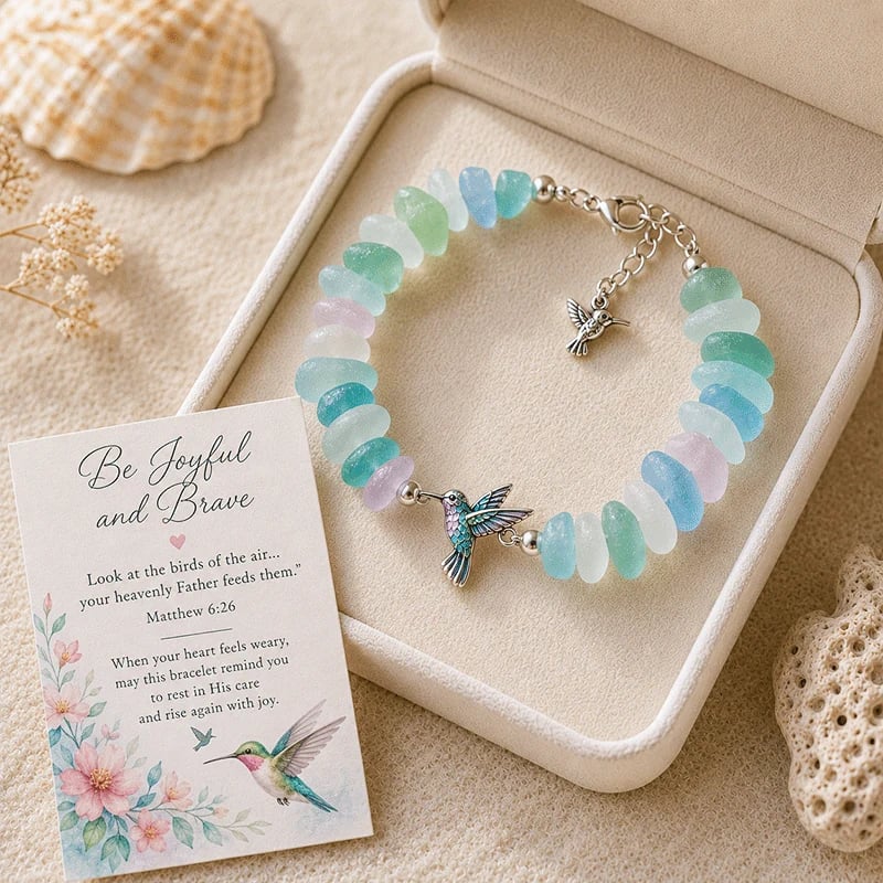 Hummingbird Sea Glass Blessing Bracelet