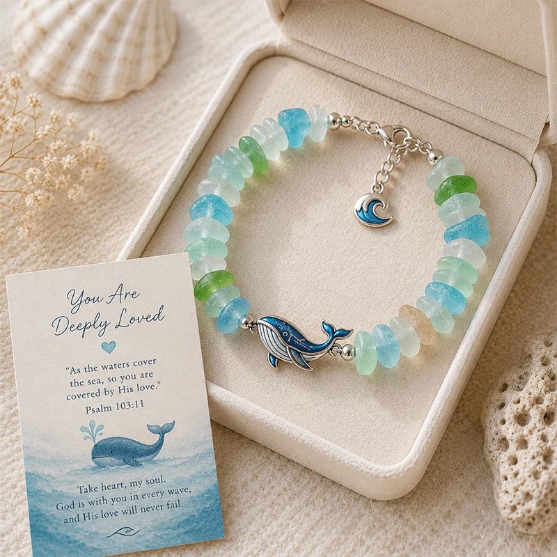 Whale Sea Glass Blessing Bracelet