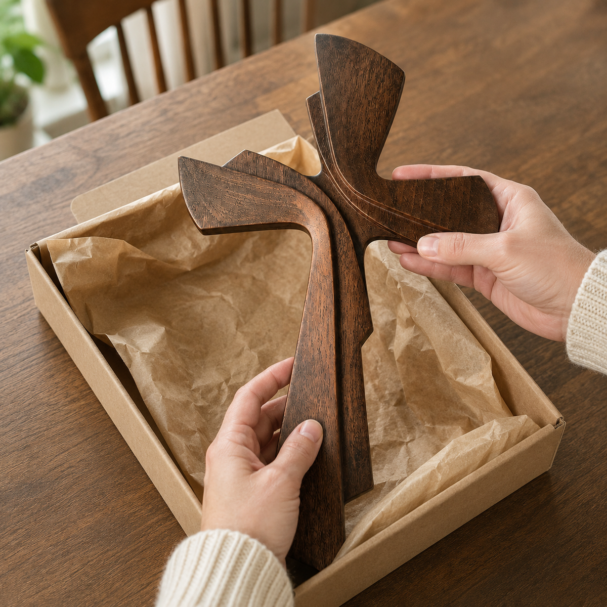 Modern Wooden Wall Cross: A Contemporary Symbol of Faith & Craftsmanship - size and finish detail