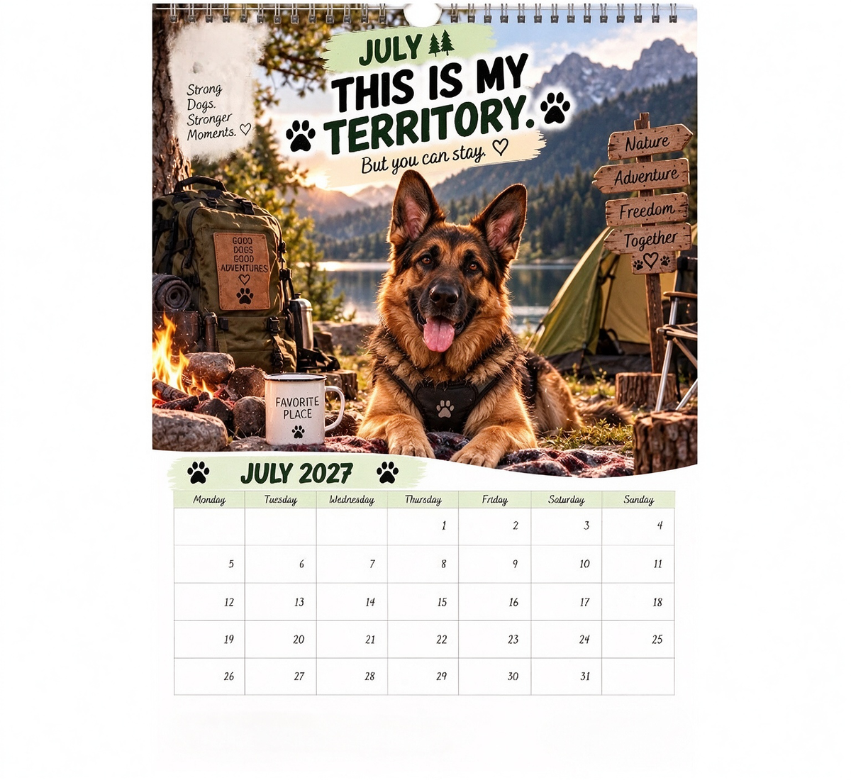 🐾🐕German Shepherd Calendar 2027 – Funny 12-Month Wall Calendar for German Shepherd Lovers & Dog Owners