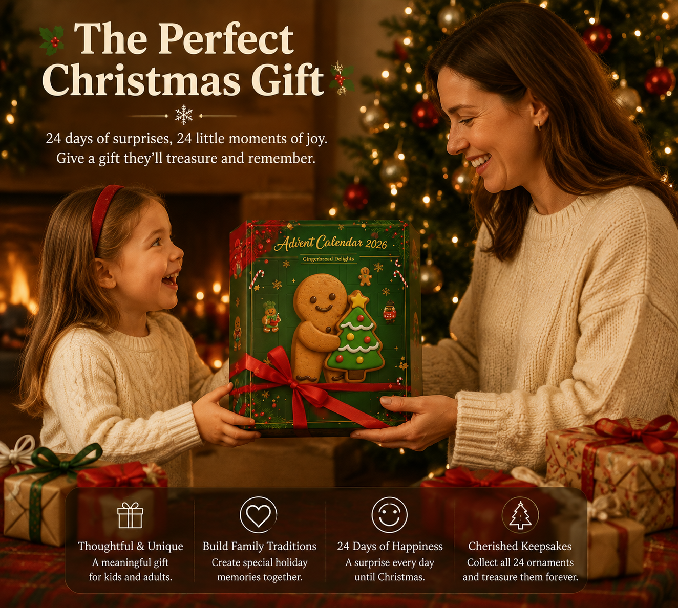 2026 Gingerbread Advent Calendar presented as a Christmas gift