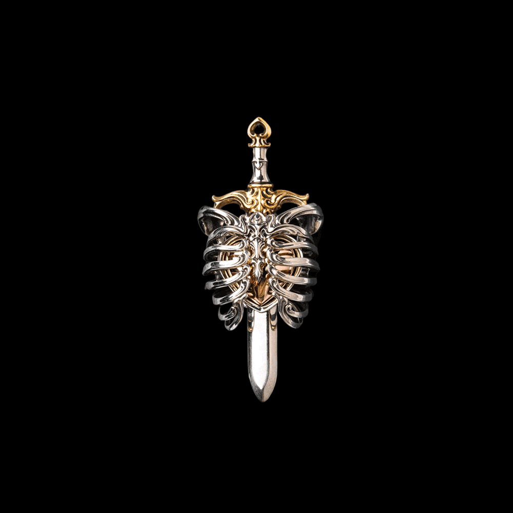 The Beating Heart Pendant mechanical moving heart, white bronze brass copper