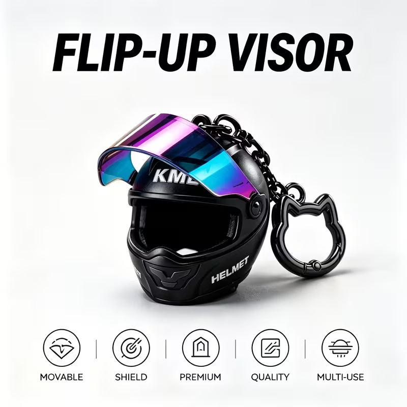 Biker helmet light keychain