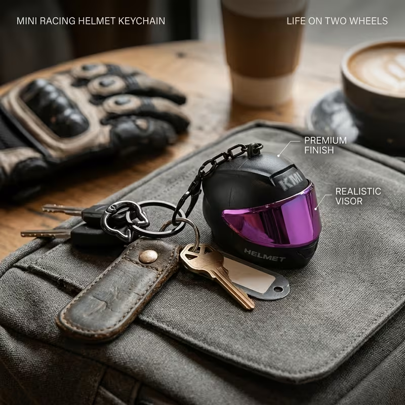 Biker helmet light keychain