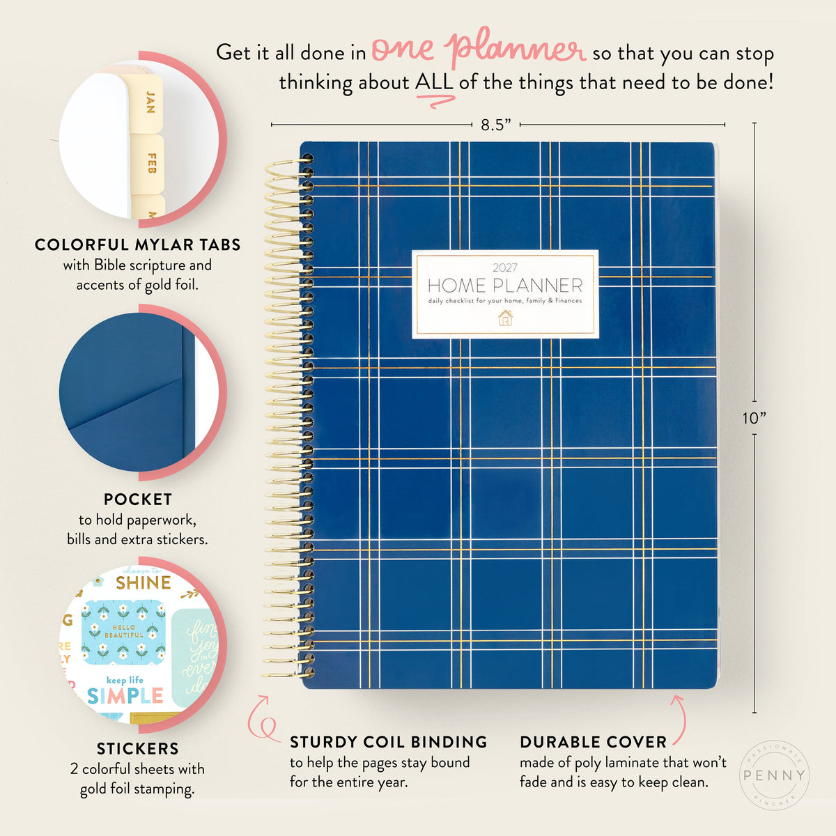 2027 navy plaid home planner benefits image 2