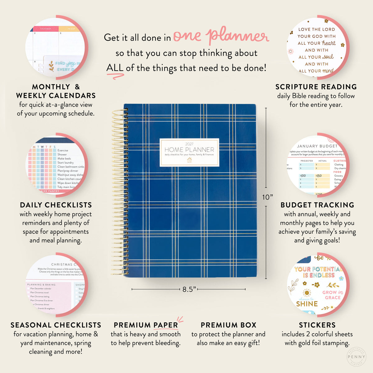 2027 navy plaid home planner benefits image 1