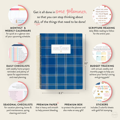 2027 navy plaid home planner benefits image 1